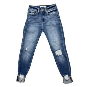 KanCan Albany‎ High Rise Skinny Jeans Womens 1/24 Distressed Cuffed Hem Stretch